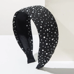 Sparkling black wide headband with crystal rhinestones for women hair accessory