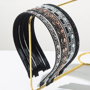 Vintage Satin Hair Band With Rhinestone Faux Artificial Pearl Inlaid Elegant Headband For Women Fashion Party Hair Accessories