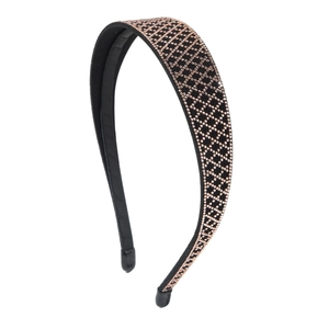 Luxury rose gold rhinestone headband with elegant diamond pattern on a white background