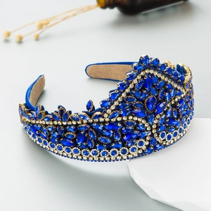 Barock Stirnband mit königsblauen Edelsteinen und Strass für Galas und Hochzeiten