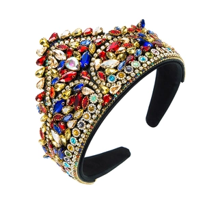 Barock Haarreif mit bunten Strasssteinen und edlem Vintage-Kronen-Design für Damen