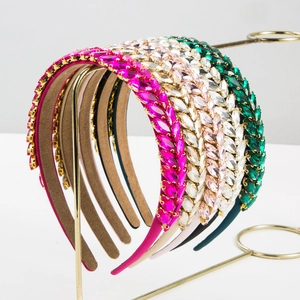 Cerchietto Barocco con Strass Taglio Marquise Lega Dorata Intarsiata Sottile Fascia per Capelli Moda Festa Accessori per Capelli Donna Gioielli Matrimonio