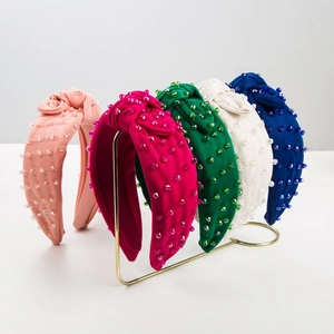 Western Retro Fabric Knotted Headband With Sparkling Rhinestone Handmade Bow Hair Band Fashion Accessory For Women Daily