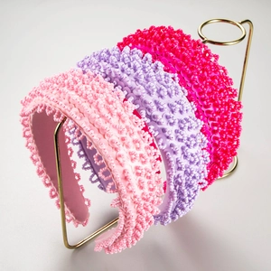 Handmade Beaded Sequin Wide Padded Headband Retro Korean Fashion Hairband For Women Elegant Hair Styling Accessories