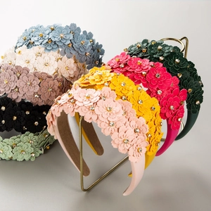 Baroque Style Floral Headband For Women Layered Rhinestone Flower Hair Band Sweet Pastoral Fashion Hair Accessories Handmade Headpiece