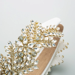 Cerchietto barocco di lusso con foglie dorate e strass in cristallo per accessori donna