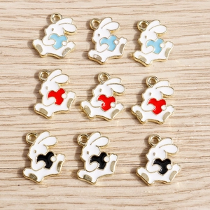 Cartoon Bunny Heart Alloy Enamel Pendants For DIY Jewelry Making Rabbit Charm Accessories For Necklace Bracelet Craft Supplies
