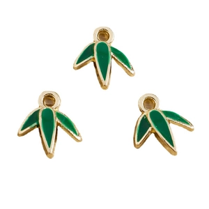 Green bamboo leaf charms with gold plating for DIY jewelry making 10 pieces pack