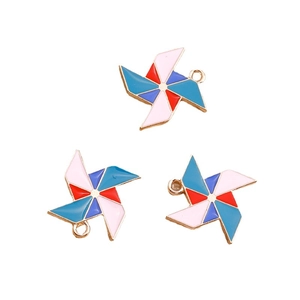 Colorful windmill enamel charms with gold alloy base for DIY jewelry making and crafts