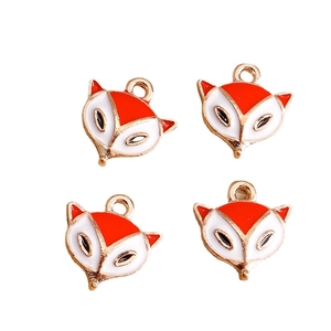 Pendentifs renard en alliage pour DIY avec finition émail orange et blanc éclatant