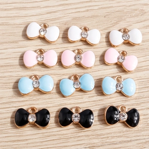 Alloy Enamel Bowknot Rhinestone Pendants Charms For DIY Jewelry Making Necklaces Bracelets Earrings Elegant Jewelry Finding