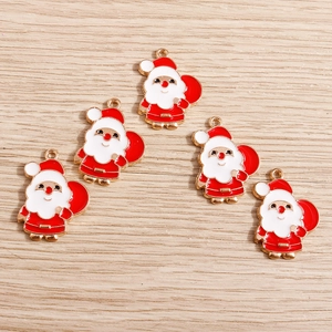 Lot de 5 breloques Père Noël en émail et alliage pour la création de bijoux DIY