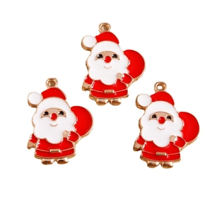 Trois pendentifs Père Noël en émail et alliage pour la création de bijoux DIY et artisanat