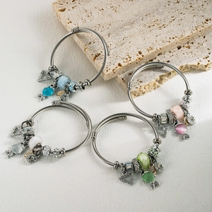 Bracelet à Charms DIY à la Mode pour Femmes Réglable Alliage Strass Perle Artificielle Cœur Poisson Pendentif Bijoux