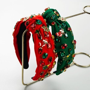 Serre Tête De Noël Noué Alliage Flocon De Neige Arbre Breloque Strass Tissu Pour Femmes Fête Accessoire Cheveux