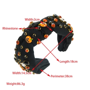 Dimensions détaillées du serre-tête d'Halloween avec strass et décors de citrouilles