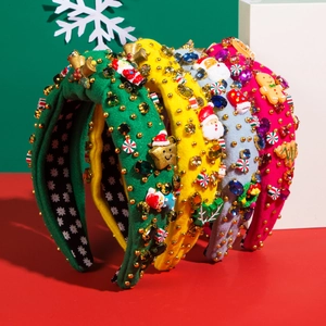Christmas thick headbands with festive resin charms and colorful rhinestones