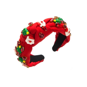 Red Christmas headband with 3D Santa, Christmas tree decorations and sparkling rhinestones