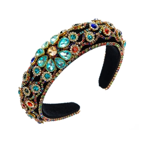 Luxuriöses Barock-Haarband mit bunten Kristallen und Samtbasis für Damenhaarschmuck