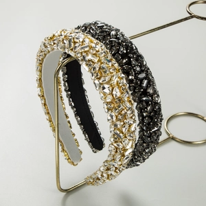 Baroque Wide Padded Rhinestone Headband For Women Luxury Full Crystal Inlaid Hair Band Vintage Fashion Hair Accessories
