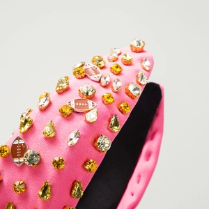 Serre-tête rose avec strass et charms de football pour femmes au design sport chic