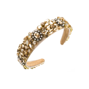 Baroque velvet headband with champagne crystals and pearls in luxury vintage style