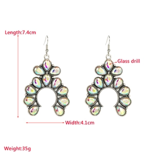 Orecchini vintage a ventaglio argento con cristalli colorati per feste