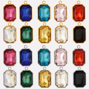 Elegante Roestvrijstalen Rechthoekige Strass Hanger Accessoire Goud Zilver Verguld Geometrische Charm Voor Dames Mode Sieraden Maken DIY Componenten