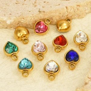 304 stainless steel heart crystal pendants in various colors for DIY jewelry making