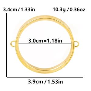 Dimensions détaillées du pendentif rond en acier inoxydable avec diamètre et poids