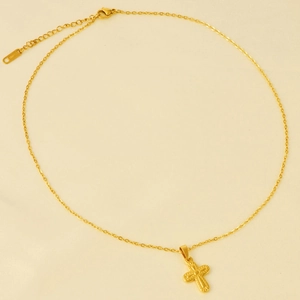 Collana con ciondolo a croce vintage in acciaio inossidabile 304 e catena regolabile