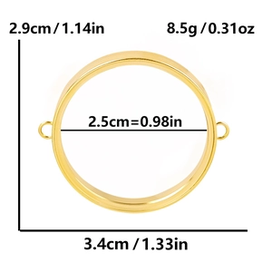 Spécifications détaillées de taille pour pendentif médaillon rond en acier inoxydable doré