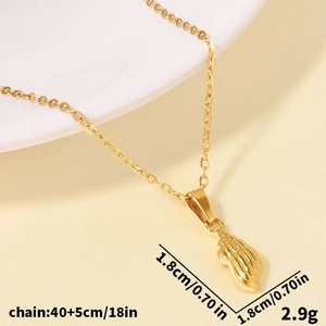 Collier minimaliste en acier inoxydable 304 avec pendentif coquille dorée poli miroir