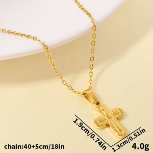 Collana con ciondolo a croce in acciaio inossidabile 304 dorato e catena sottile