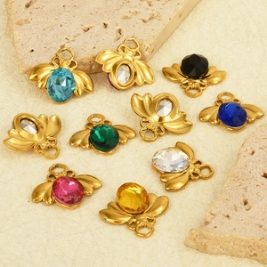 Set di 10 ciondoli a forma di ape in acciaio dorato con strass colorati per gioielli fai da te