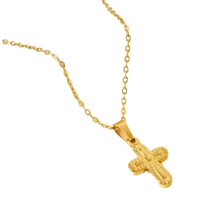 Collana con pendente a croce minimalista in acciaio inossidabile 304 placcata oro