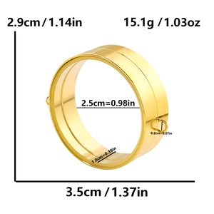 Paramètres de taille détaillés du cadre de pendentif rond en acier doré avec dimensions