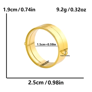 Tableau des tailles détaillé pour le pendentif rond en acier inox avec mesures précises