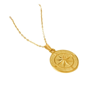 304 Stainless steel compass pendant necklace with gold finish and NSEW letters