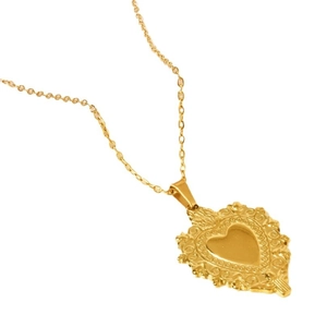Collana minimalista in acciaio inossidabile placcato oro 18k con pendente a cuore
