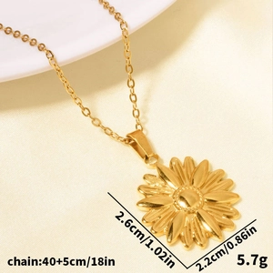 Collier pendentif tournesol élégant en acier inoxydable 304 doré pour femmes