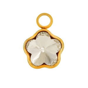 Anhänger aus 304 Edelstahl in Goldform mit großem facettiertem Kristall und kleiner Öse