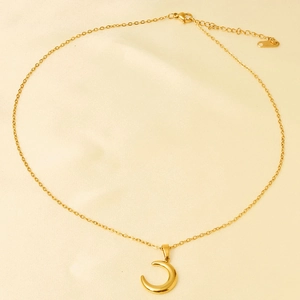 Elegante collana con ciondolo a mezza luna in acciaio inossidabile dorato 304