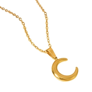 Elegante collana con ciondolo a mezzaluna in acciaio inossidabile 304 lucido dorato
