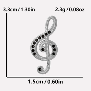 Dimensions et poids du pendentif note de musique serti de strass noirs brillants