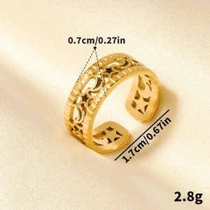 Französischer Vintage Stern und Mond Ring aus 304 Edelstahl mit Goldbeschichtung