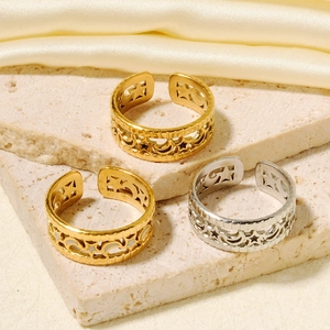 Vintage 304 Edelstahl Ringe Set mit Stern und Mond in Gold und Silber für Damen