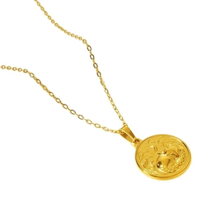Collier en acier inoxydable plaqué or 18 carats avec pendentif relief lune et nuages