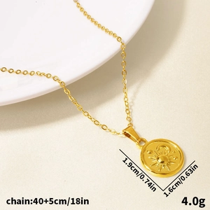 18k gold plated stainless steel sun and moon pendant necklace with delicate chain link