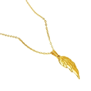 Collana minimalista con ciondolo a piuma in acciaio inossidabile placcato oro 18k